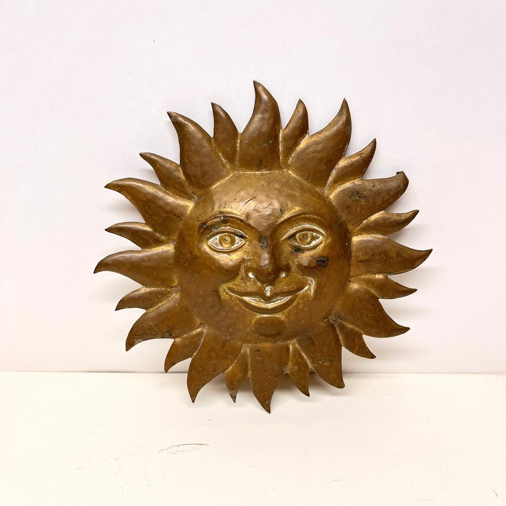 Birth-Gramm Swiss Brass Sun Face Wall Art 6in